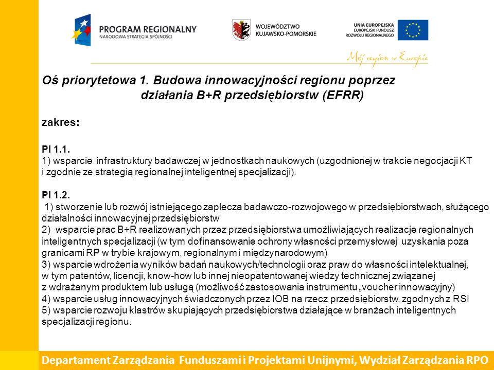 Departament Zarz Dzania Funduszami I Projektami Unijnymi Wydzia